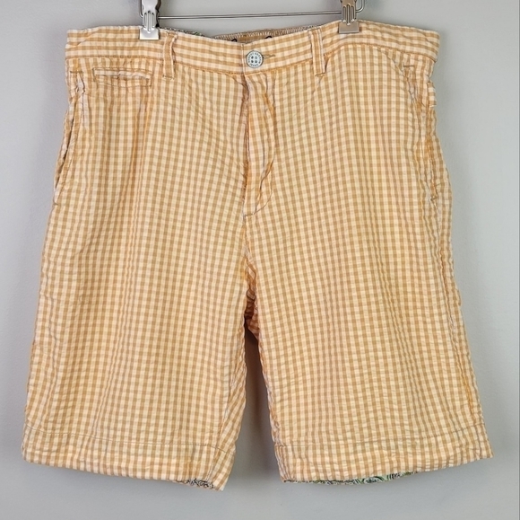 ROBERT Graham Bermuda Casual Walking Shorts Gingham Orange Cotton 34 - Picture 12 of 12